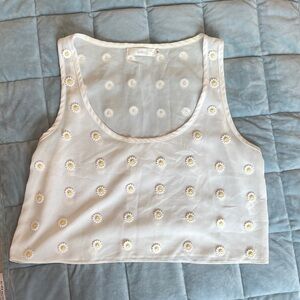 Millau Ivory Crop Top w/Daisy Buttons